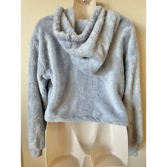 Forever 21 Blue Cloud Plush Drawstring Lounge Hoodie Shorts 2 Piece Set Size S - Picture 3 of 6